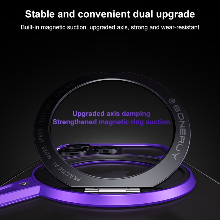 For iPhone 16 Frameless Rotation Holder Magsafe Metal Phone Case(Dark Purple) - free shipping - PMC Jewellery - Order now!