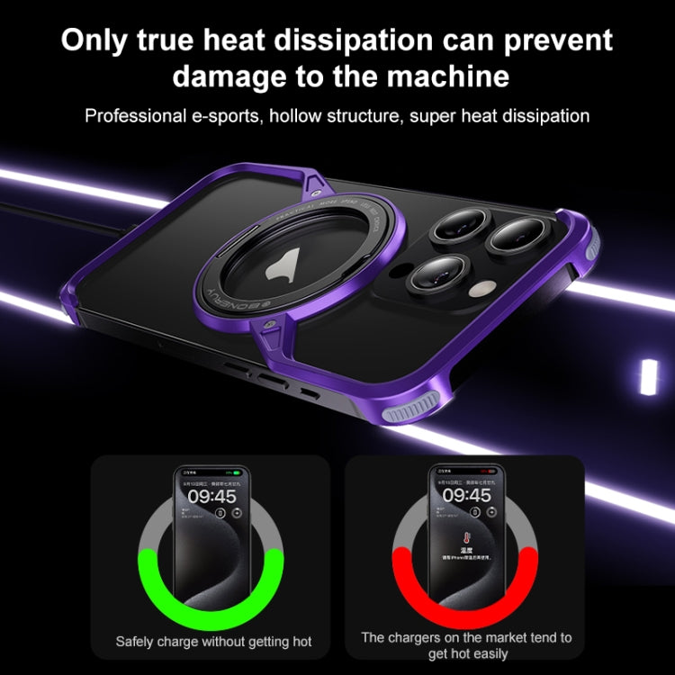 For iPhone 14 Frameless Rotation Holder Magsafe Metal Phone Case(Dark Purple) - free shipping - PMC Jewellery - Order now!