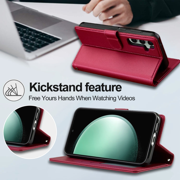 For Samsung Galaxy S24+ 5G LC.IMEEKE L2 Series Detachable Magsafe PU Phone Case with Lanyard(Red) - free shipping - PMC Jewellery - Order now!