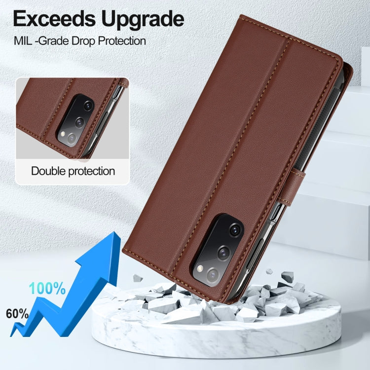 For Samsung Galaxy S20 FE 5G LC.IMEEKE L2 Series Detachable Magsafe PU Phone Case with Lanyard(Brown) - free shipping - PMC Jewellery - Order now!