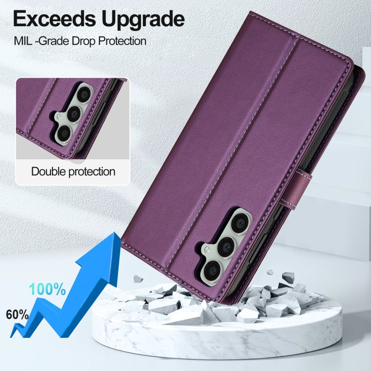 For Samsung Galaxy A35 5G LC.IMEEKE L2 Series Detachable Magsafe PU Phone Case with Lanyard(Purple) - free shipping - PMC Jewellery - Order now!