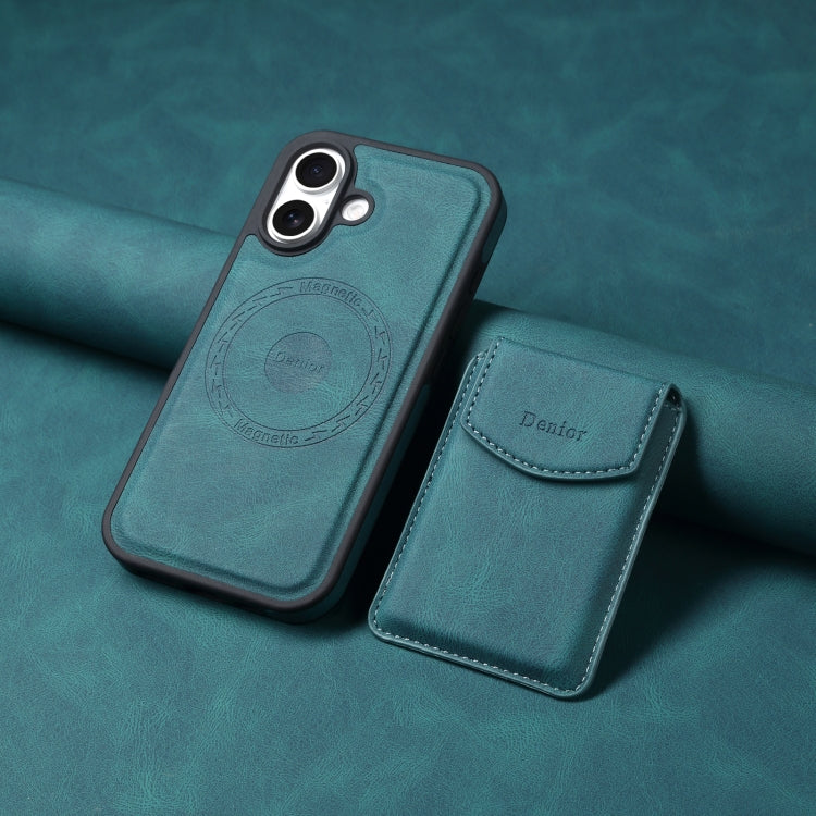For iPhone 16 Plus Denior D19 Skin Feel MagSafe Detachable Card Slot Phone Case(Blue) - iPhone 16 Plus Cases by Denior | Online Shopping South Africa | PMC Jewellery | Buy Now Pay Later Mobicred