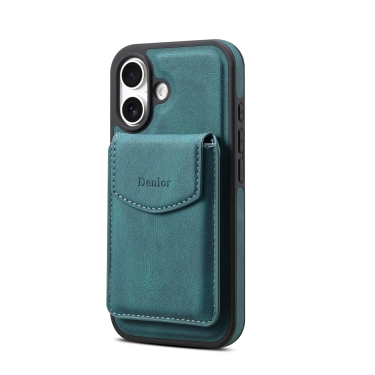 For iPhone 16 Plus Denior D19 Skin Feel MagSafe Detachable Card Slot Phone Case(Blue) - iPhone 16 Plus Cases by Denior | Online Shopping South Africa | PMC Jewellery | Buy Now Pay Later Mobicred