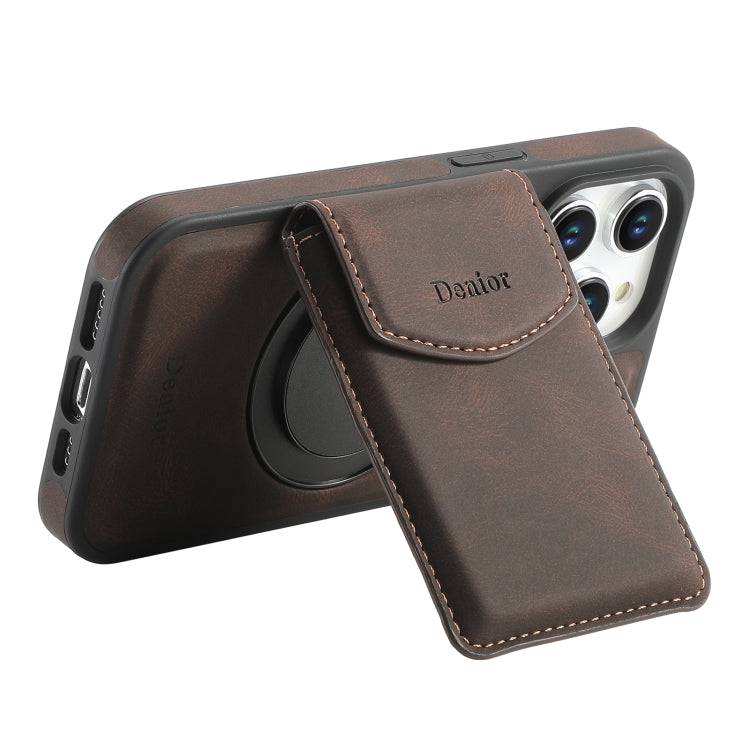 For iPhone 16 Pro Max Denior D20 Skin Feel MagSafe Holder Detachable Card Slot Phone Case(Brown) - free shipping - PMC Jewellery - Order now!