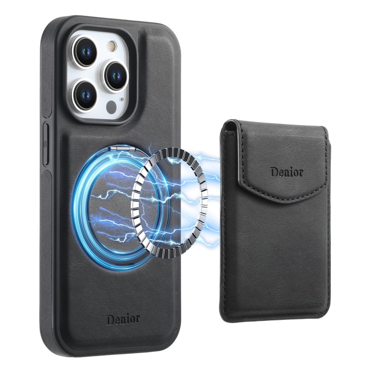For iPhone 16 Pro Max Denior D20 Skin Feel MagSafe Holder Detachable Card Slot Phone Case(Black) - free shipping - PMC Jewellery - Order now!