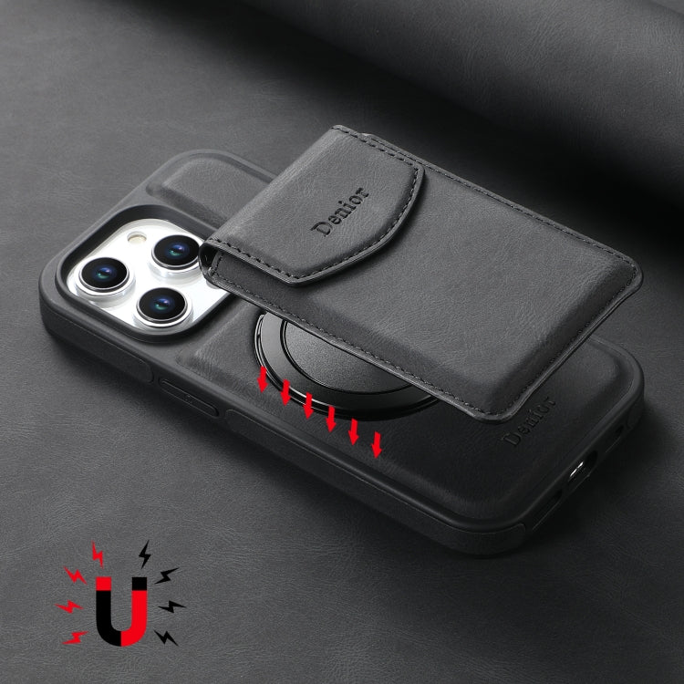 For iPhone 16 Pro Max Denior D20 Skin Feel MagSafe Holder Detachable Card Slot Phone Case(Black) - free shipping - PMC Jewellery - Order now!