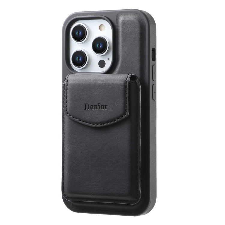 For iPhone 16 Pro Max Denior D20 Skin Feel MagSafe Holder Detachable Card Slot Phone Case(Black) - free shipping - PMC Jewellery - Order now!