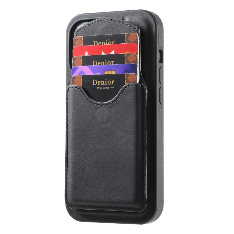 For iPhone 16 Pro Max Denior D20 Skin Feel MagSafe Holder Detachable Card Slot Phone Case(Black) - free shipping - PMC Jewellery - Order now!