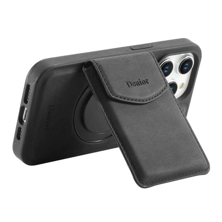 For iPhone 16 Pro Max Denior D20 Skin Feel MagSafe Holder Detachable Card Slot Phone Case(Black) - free shipping - PMC Jewellery - Order now!