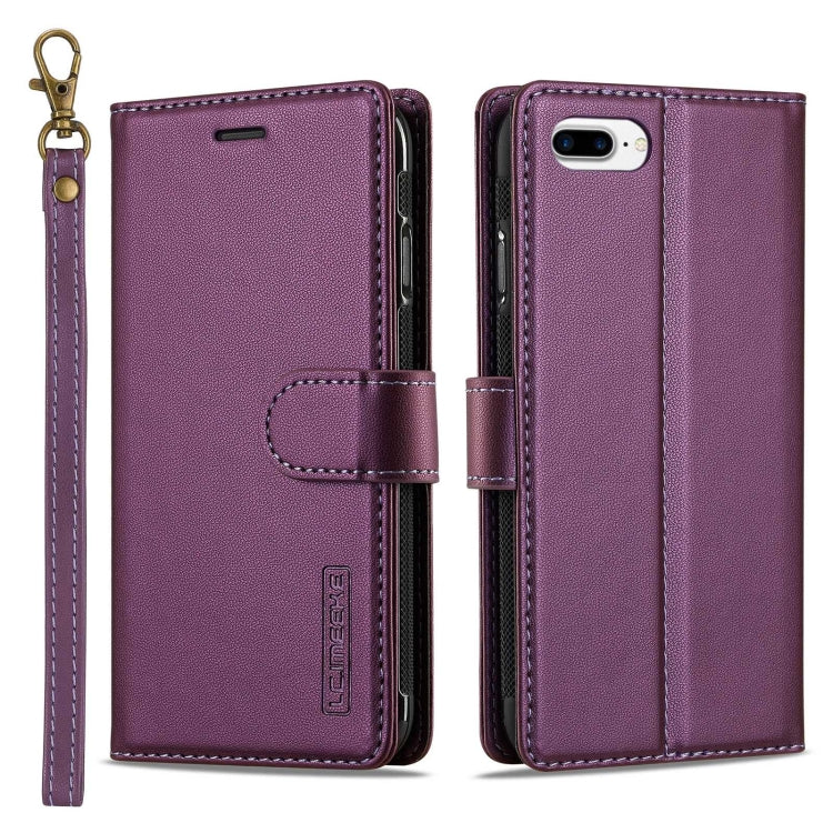 For iPhone 7 Plus / 8 Plus LC.IMEEKE L2 Series Detachable Magsafe PU Phone Case with Lanyard(Purple) - More iPhone Cases by LC.IMEEKE | Online Shopping South Africa | PMC Jewellery | Buy Now Pay Later Mobicred