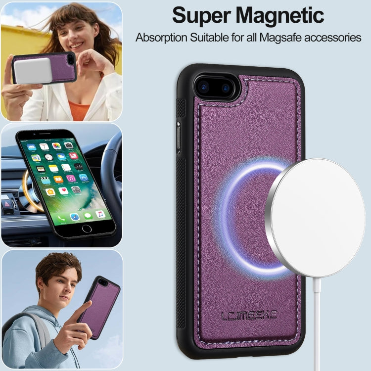 For iPhone 7 Plus / 8 Plus LC.IMEEKE L2 Series Detachable Magsafe PU Phone Case with Lanyard(Purple) - More iPhone Cases by LC.IMEEKE | Online Shopping South Africa | PMC Jewellery | Buy Now Pay Later Mobicred