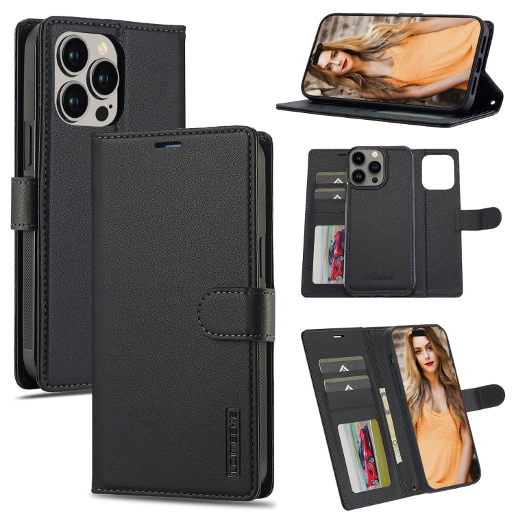 For iPhone 13 Pro Max LC.IMEEKE L2 Series Detachable Magsafe PU Phone Case with Lanyard(Black) - free shipping - PMC Jewellery - Order now!