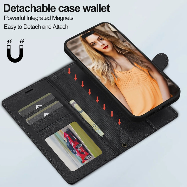 For iPhone 13 Pro Max LC.IMEEKE L2 Series Detachable Magsafe PU Phone Case with Lanyard(Black) - free shipping - PMC Jewellery - Order now!