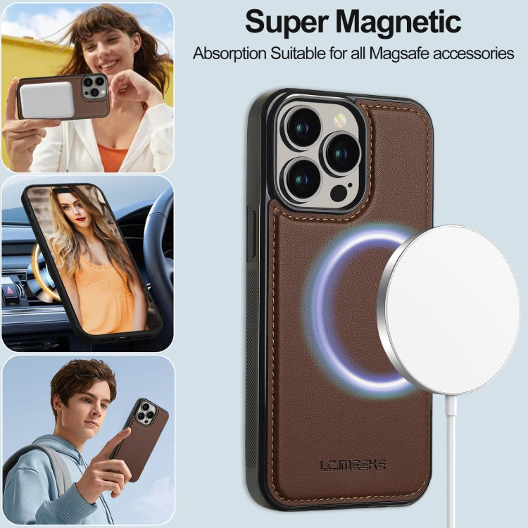 For iPhone 13 Pro LC.IMEEKE L2 Series Detachable Magsafe PU Phone Case with Lanyard(Brown) - free shipping - PMC Jewellery - Order now!