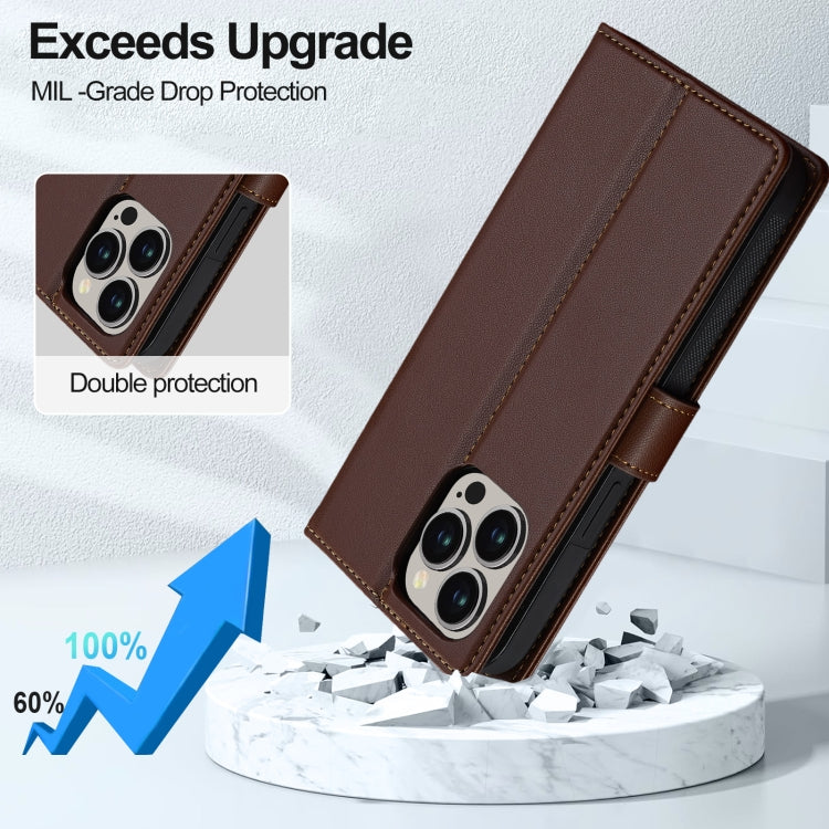 For iPhone 13 Pro LC.IMEEKE L2 Series Detachable Magsafe PU Phone Case with Lanyard(Brown) - free shipping - PMC Jewellery - Order now!