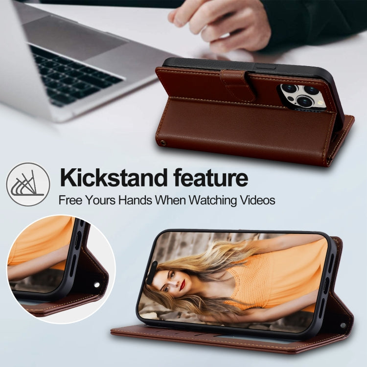 For iPhone 13 Pro LC.IMEEKE L2 Series Detachable Magsafe PU Phone Case with Lanyard(Brown) - free shipping - PMC Jewellery - Order now!