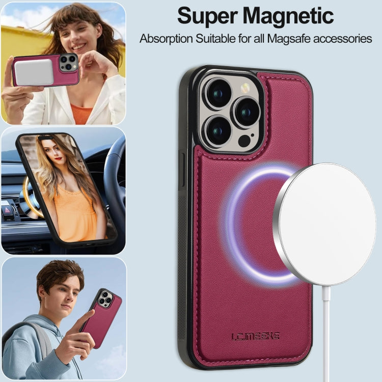 For iPhone 13 Pro LC.IMEEKE L2 Series Detachable Magsafe PU Phone Case with Lanyard(Red) - free shipping - PMC Jewellery - Order now!