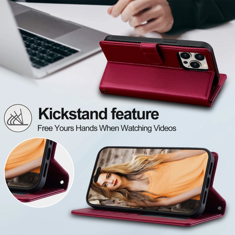 For iPhone 13 Pro LC.IMEEKE L2 Series Detachable Magsafe PU Phone Case with Lanyard(Red) - free shipping - PMC Jewellery - Order now!