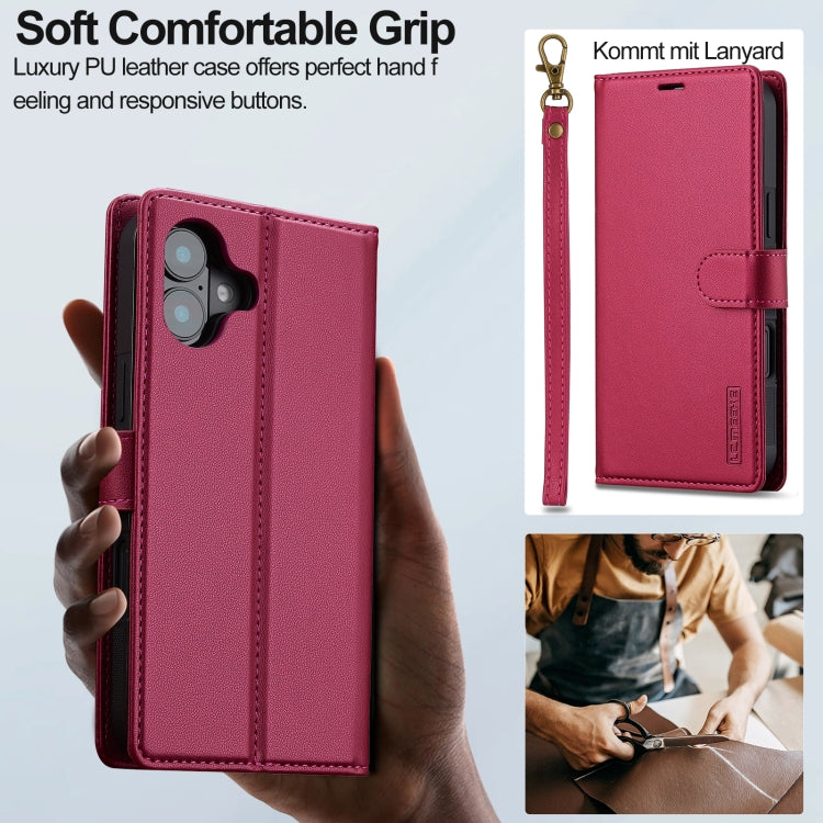 For iPhone 16 Plus LC.IMEEKE L2 Series Detachable Magsafe PU Phone Case with Lanyard(Red) - free shipping - PMC Jewellery - Order now!