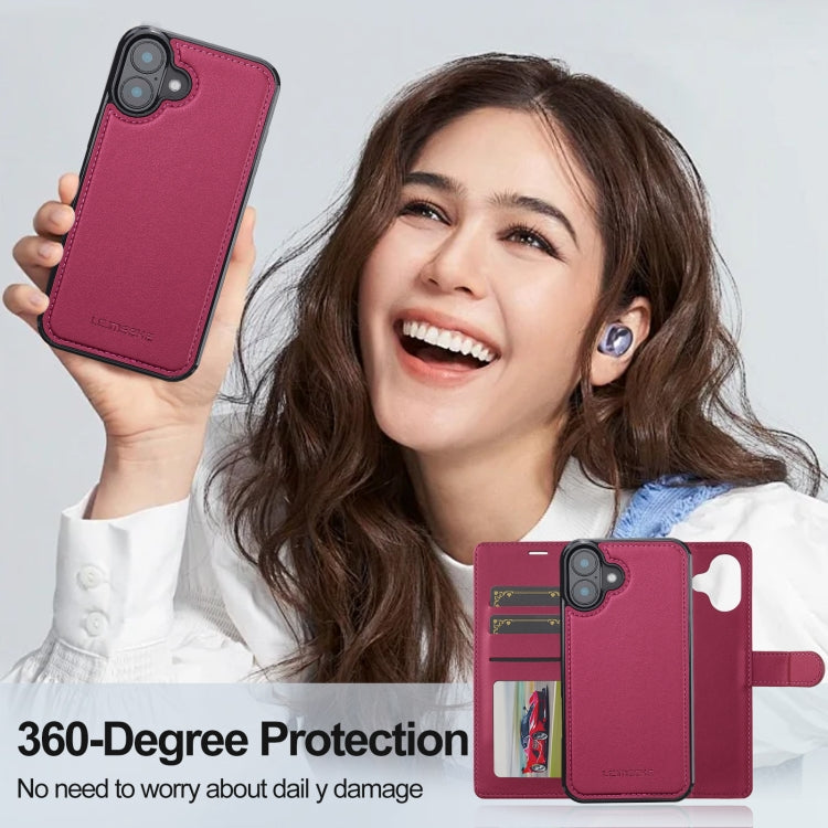 For iPhone 16 Plus LC.IMEEKE L2 Series Detachable Magsafe PU Phone Case with Lanyard(Red) - free shipping - PMC Jewellery - Order now!