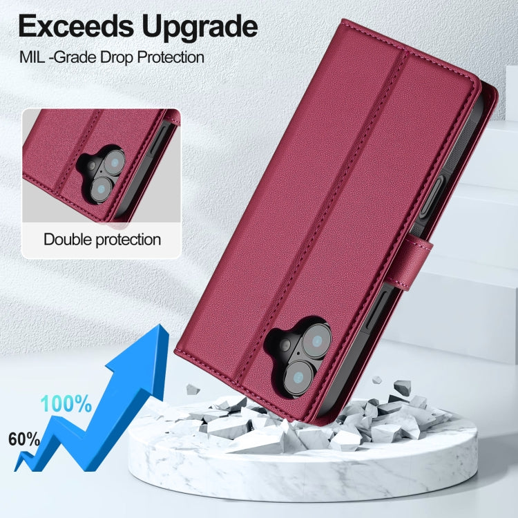 For iPhone 16 Plus LC.IMEEKE L2 Series Detachable Magsafe PU Phone Case with Lanyard(Red) - free shipping - PMC Jewellery - Order now!