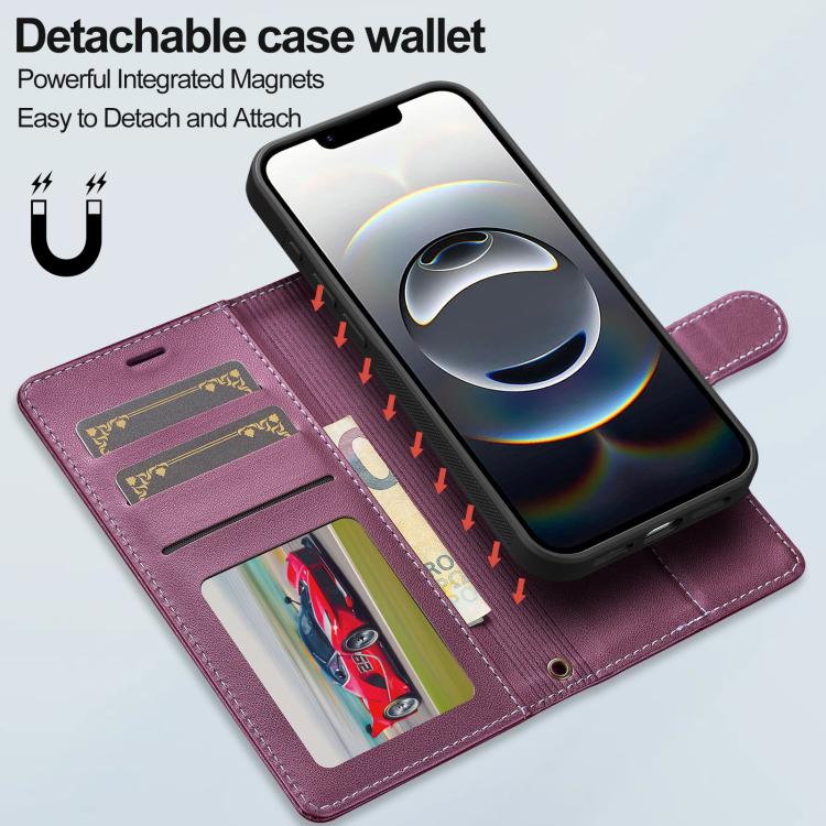 For iPhone 16e LC.IMEEKE L2 Series Detachable Magsafe PU Phone Case with Lanyard(Purple) - free shipping - PMc TechLife - Order now!