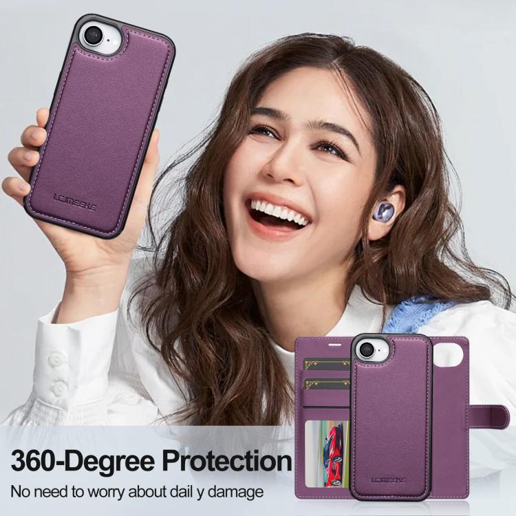 For iPhone 16e LC.IMEEKE L2 Series Detachable Magsafe PU Phone Case with Lanyard(Purple) - free shipping - PMc TechLife - Order now!