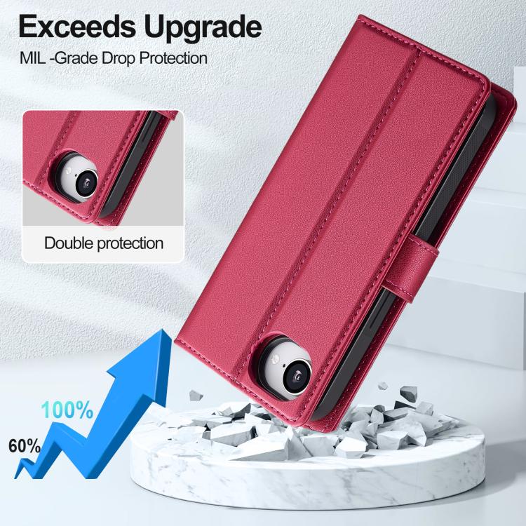 For iPhone 16e LC.IMEEKE L2 Series Detachable Magsafe PU Phone Case with Lanyard(Red) - free shipping - PMc TechLife - Order now!