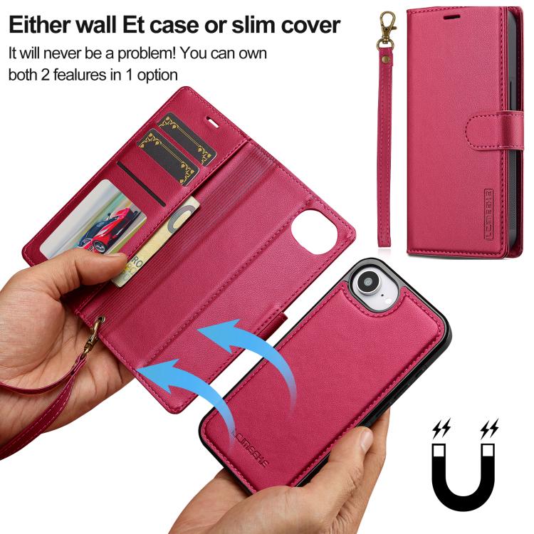 For iPhone 16e LC.IMEEKE L2 Series Detachable Magsafe PU Phone Case with Lanyard(Red) - free shipping - PMc TechLife - Order now!