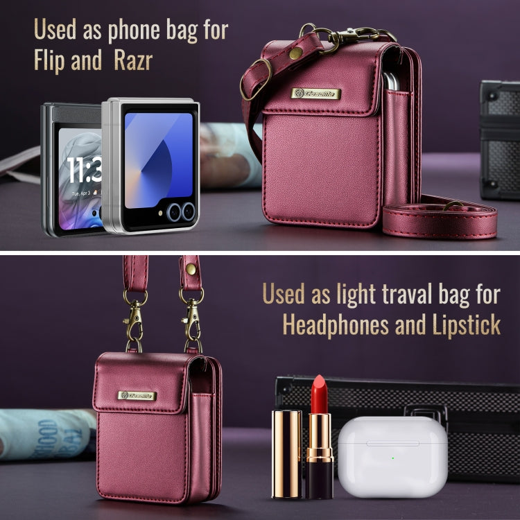 For Samsung Z Flip Series CaseMe Me50 Mini Lanyard Universal Bag(Wine Red) - free shipping - PMC Jewellery - Order now!