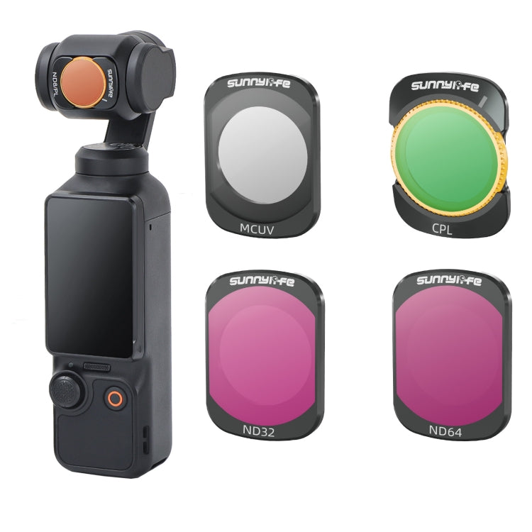 For DJI Osmo Pocket 3 Sunnylife Camera Lens Magnetic Metal Filter, No Impact On Gimbal Reset, Filter:4 in 1 UV CPL ND32 ND64 - free shipping - PMC TechLife - Order now!