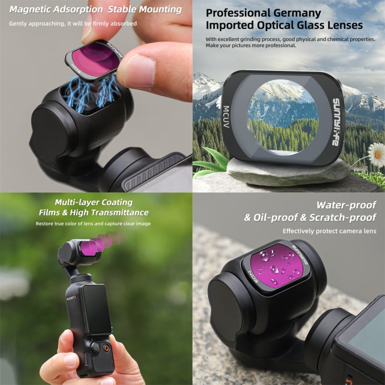 For DJI Osmo Pocket 3 Sunnylife Camera Lens Magnetic Metal Filter, No Impact On Gimbal Reset, Filter:4 in 1 ND8-64 - free shipping - PMC TechLife - Order now!
