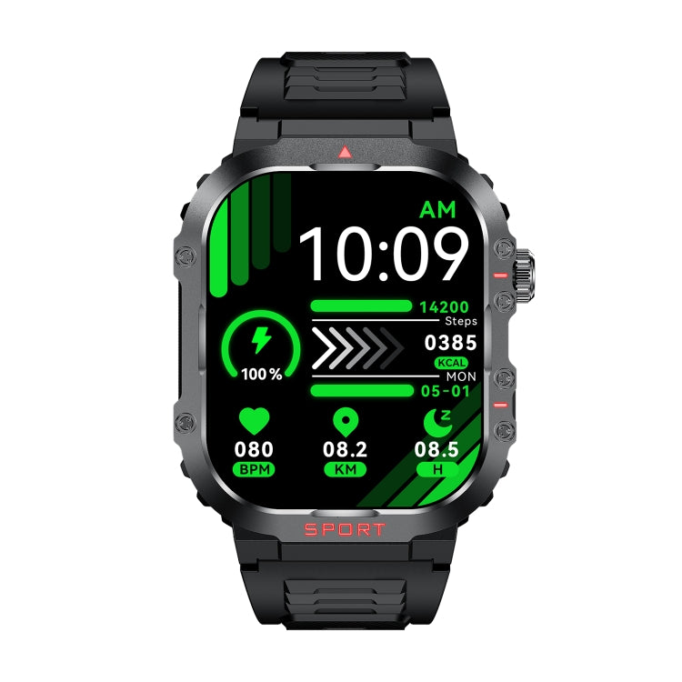 G45 2.01 inch Screen Silicone Strap 10m Waterproof Smart Watch, Support Flashlight / Bluetooth Call / HRV(Black) - Smart Watches by PMC TechLife | Online Shopping South Africa | PMC TechLife | Buy Now Pay Later Mobicred