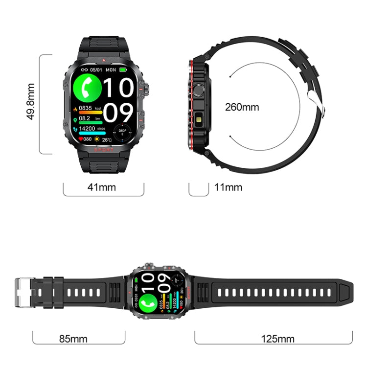 G45 2.01 inch Screen Silicone Strap 10m Waterproof Smart Watch, Support Flashlight / Bluetooth Call / HRV(Black) - Smart Watches by PMC TechLife | Online Shopping South Africa | PMC TechLife | Buy Now Pay Later Mobicred