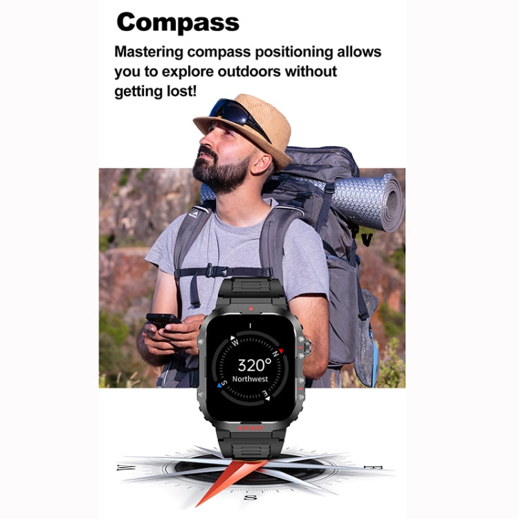 G45 2.01 inch Screen Silicone Strap 10m Waterproof Smart Watch, Support Flashlight / Bluetooth Call / HRV(Black) - Smart Watches by PMC TechLife | Online Shopping South Africa | PMC TechLife | Buy Now Pay Later Mobicred
