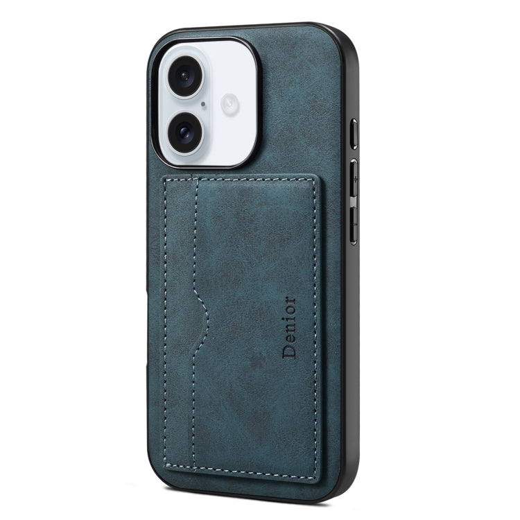 For iPhone 16 Plus Denior D08 PU Single Card Slot Holder Phone Case(Blue) - free shipping - PMC Jewellery - Order now!