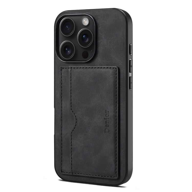 For iPhone 16 Pro Max Denior D08 PU Single Card Slot Holder Phone Case(Black) - free shipping - PMC Jewellery - Order now!