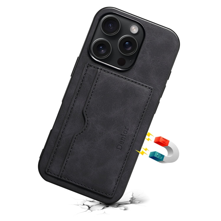 For iPhone 16 Pro Max Denior D08 PU Single Card Slot Holder Phone Case(Black) - free shipping - PMC Jewellery - Order now!