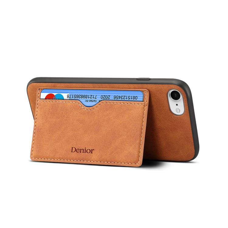 For iPhone 16e Denior D08 PU Single Card Slot Holder Phone Case(Brown) - free shipping - PMC TechLife - Order now!