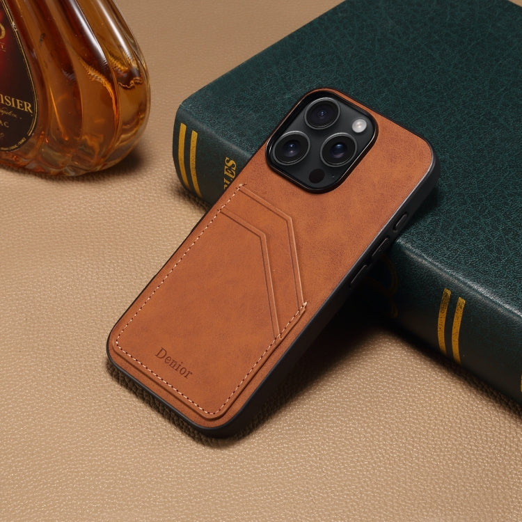 For iPhone 16 Pro Denior D09 PU Dual Card Slot Back Cover Phone Case(Brown) - free shipping - PMC Jewellery - Order now!