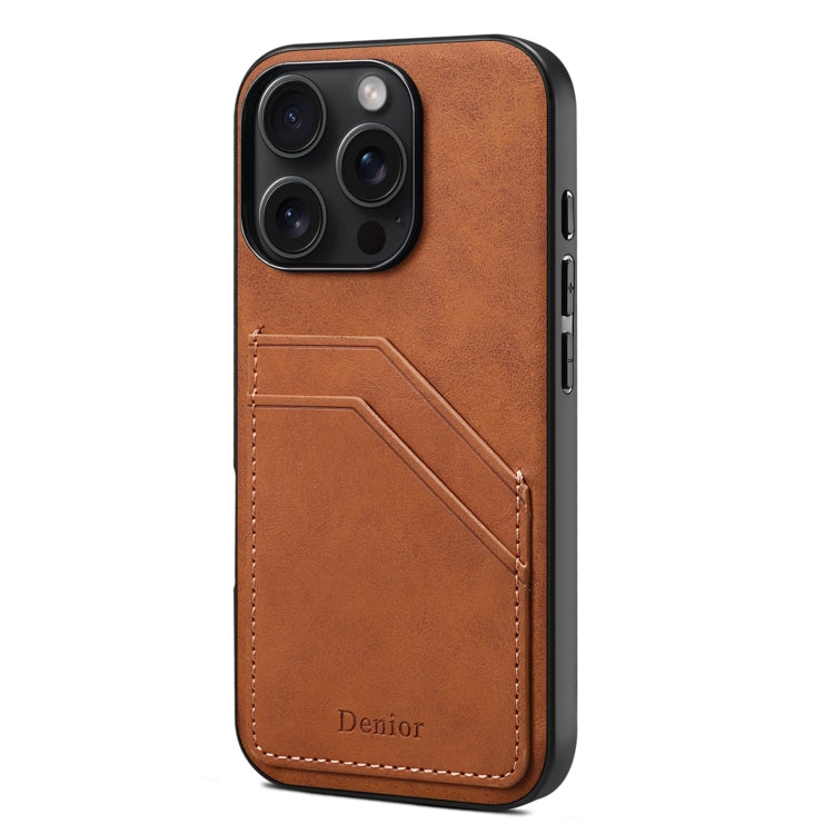 For iPhone 16 Pro Max Denior D09 PU Dual Card Slot Back Cover Phone Case(Brown) - free shipping - PMC Jewellery - Order now!