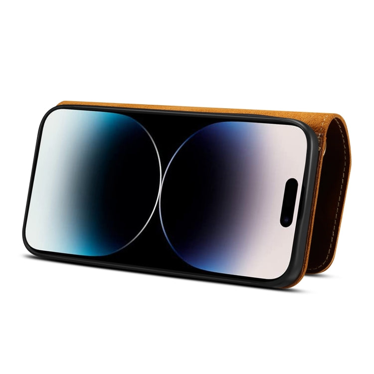 For iPhone 16 Denior B01 Oil Wax Cowhide Magnetic Button Genuine Leather Case(Red) - free shipping - PMC Jewellery - Order now!