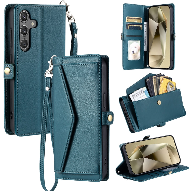 For Samsung Galaxy S25 5G Wallet Multi-card Slot Leather Phone Case with Lanyard(Green) - Galaxy S25 5G Cases by PMC TechLife | Online Shopping South Africa | PMC TechLife | Buy Now Pay Later Mobicred