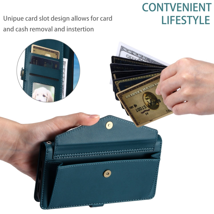 For Samsung Galaxy S25 5G Wallet Multi-card Slot Leather Phone Case with Lanyard(Green) - Galaxy S25 5G Cases by PMC TechLife | Online Shopping South Africa | PMC TechLife | Buy Now Pay Later Mobicred