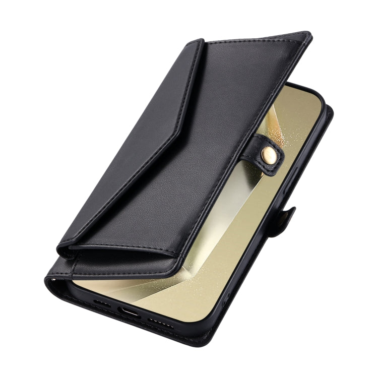 For Samsung Galaxy S25 5G Wallet Multi-card Slot Leather Phone Case with Lanyard(Black) - Galaxy S25 5G Cases by PMC TechLife | Online Shopping South Africa | PMC TechLife | Buy Now Pay Later Mobicred