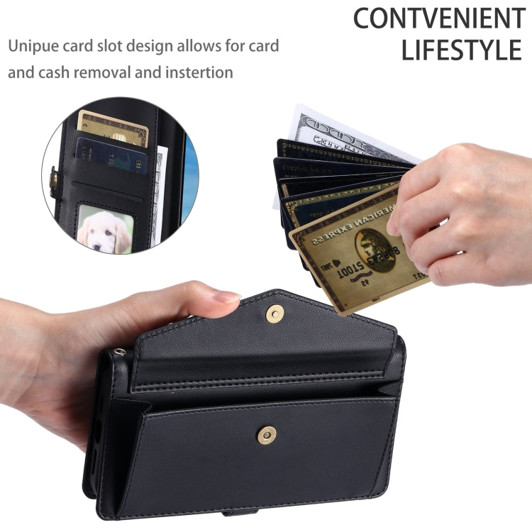 For Samsung Galaxy S25 5G Wallet Multi-card Slot Leather Phone Case with Lanyard(Black) - Galaxy S25 5G Cases by PMC TechLife | Online Shopping South Africa | PMC TechLife | Buy Now Pay Later Mobicred