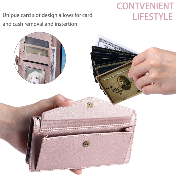 For Samsung Galaxy S25+ 5G Wallet Multi-card Slot Leather Phone Case with Lanyard(Rose Gold) - Galaxy S25+ 5G Cases by PMC TechLife | Online Shopping South Africa | PMC TechLife | Buy Now Pay Later Mobicred