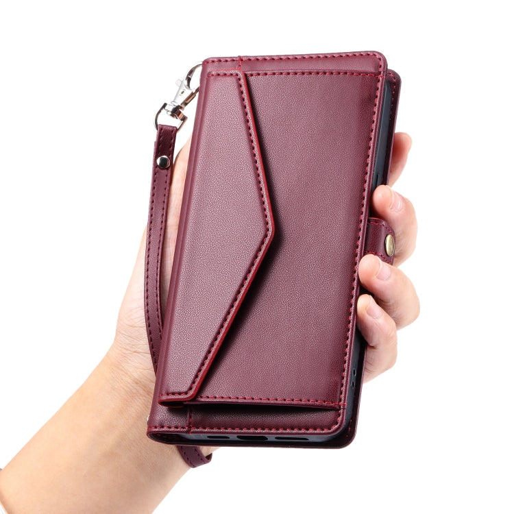 For Samsung Galaxy S25+ 5G Wallet Multi-card Slot Leather Phone Case with Lanyard(Wine Red) - Galaxy S25+ 5G Cases by PMC TechLife | Online Shopping South Africa | PMC TechLife | Buy Now Pay Later Mobicred
