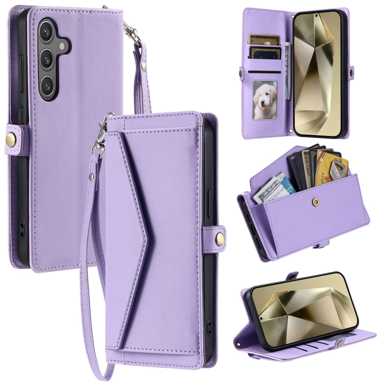 For Samsung Galaxy S25+ 5G Wallet Multi-card Slot Leather Phone Case with Lanyard(Purple) - Galaxy S25+ 5G Cases by PMC TechLife | Online Shopping South Africa | PMC TechLife | Buy Now Pay Later Mobicred
