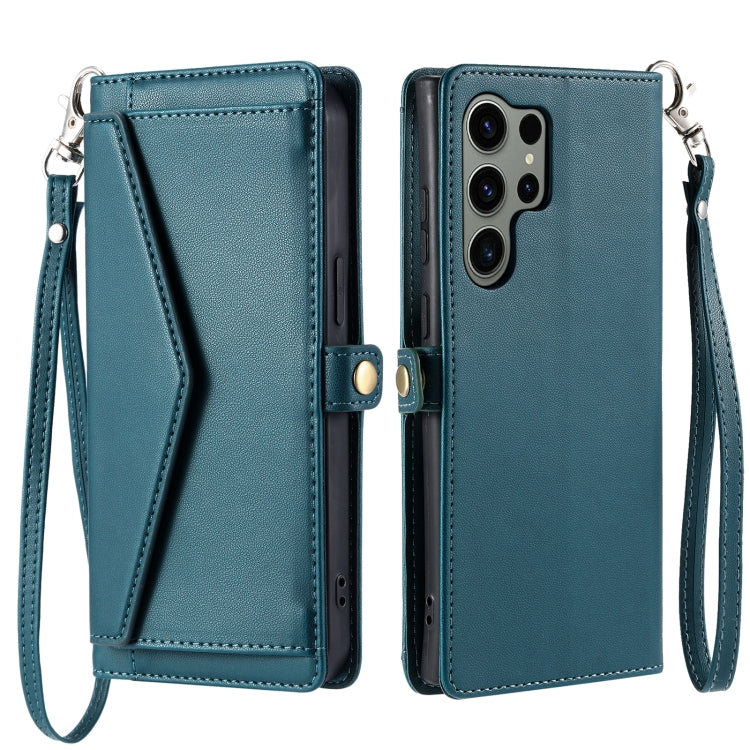 For Samsung Galaxy S25 Ultra 5G Wallet Multi-card Slot Leather Phone Case with Lanyard(Green) - Galaxy S25 Ultra 5G Cases by PMC TechLife | Online Shopping South Africa | PMC TechLife | Buy Now Pay Later Mobicred